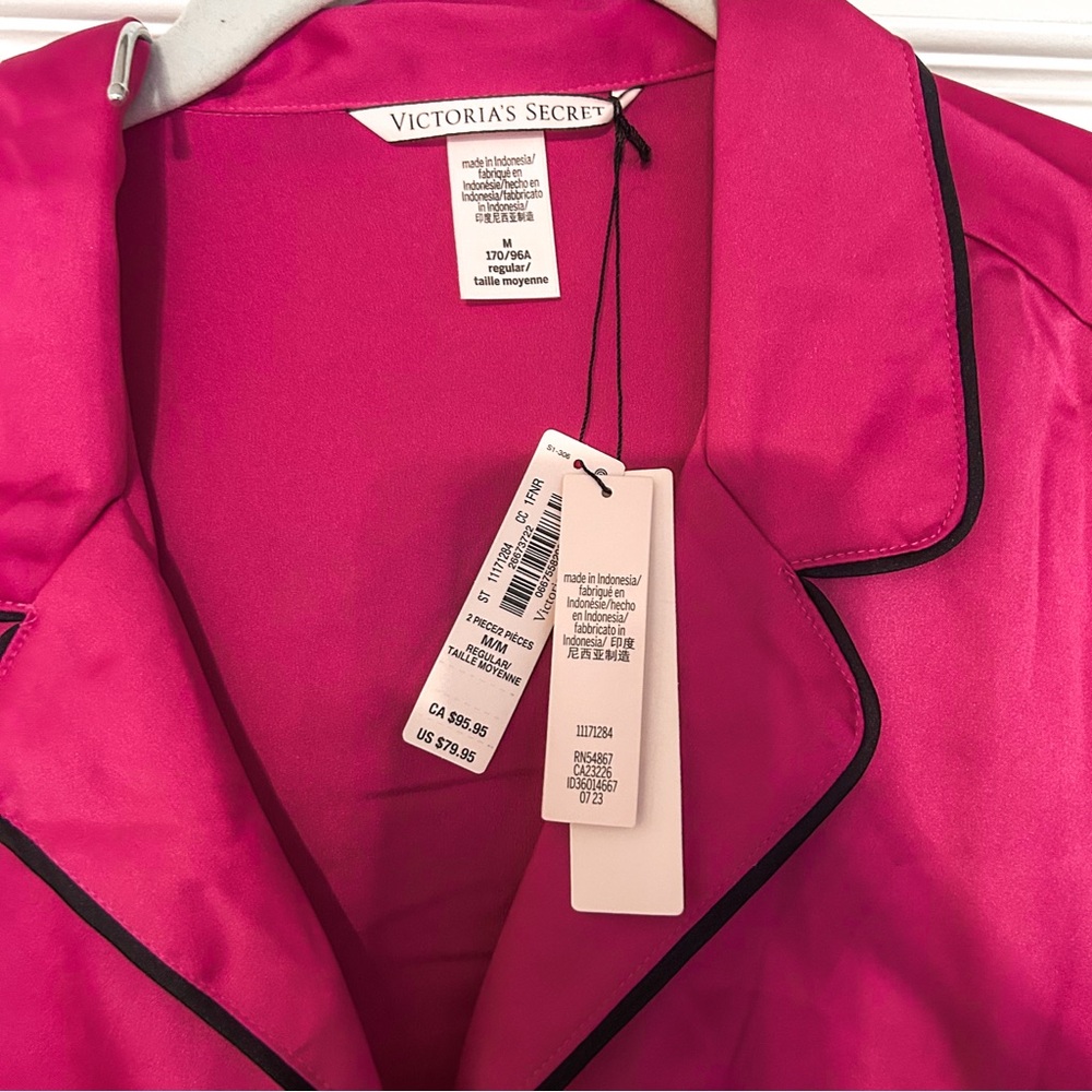 Victoria's Secret Fuchsia Satin Pajama Set - Picture 3 of 8